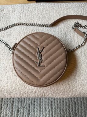 Saint Laurent Round Quilted Leather Crossbody Bag